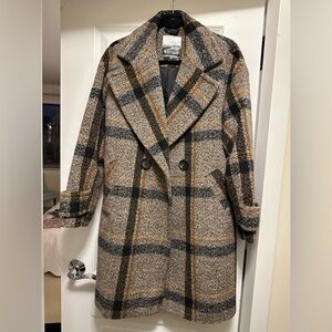 Kensie Women's Trench Coat - Tan and Black Plaid